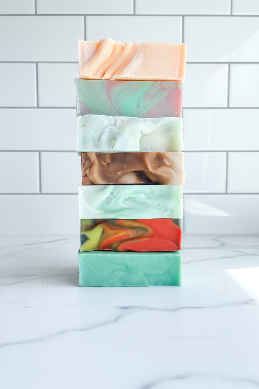 Silk soapery Summer Soap Bundle, 7 plant based bar soaps in a variety of colors